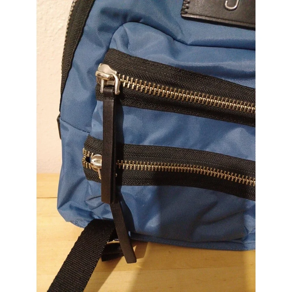 Marc Jacobs Womens Leather Trim Nylon Zip Backpack Black Blue